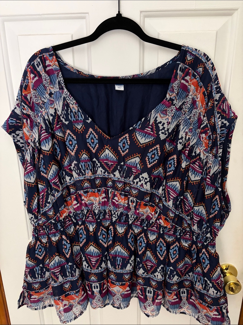 Old Navy 3x Women’s Geometric V Neck Tunic Sleeveless Blouse